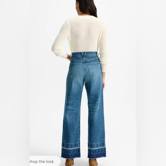 Veronica Beard Taylor Released Hem Cropped Wide Leg High Rise Wide Jeans Sz 25 - Picture 4 of 14